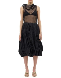 BLACK COTTON METAL DELIQUESCE SKIRT