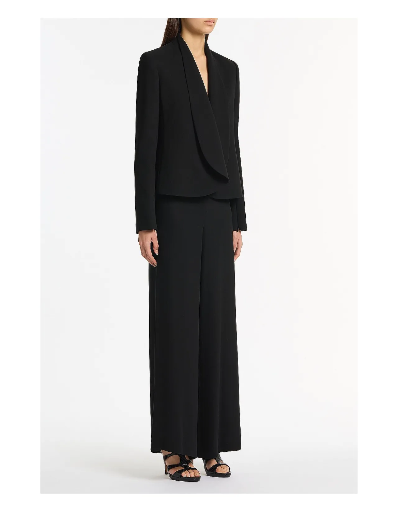 BLACK CREPE SHAWL COLLAR JACKET