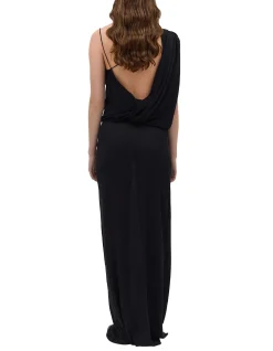 BLACK CRINKLE LIQUID GOWN