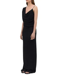 BLACK CRINKLE LIQUID GOWN