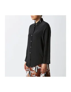 Black Long Sleeve Silk Shirt