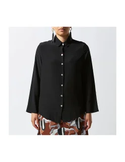 Black Long Sleeve Silk Shirt