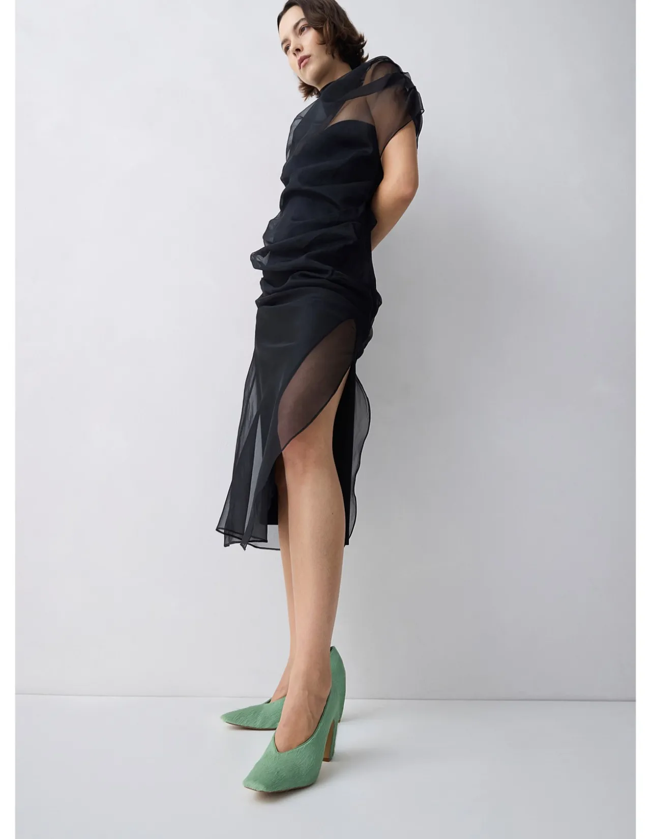BLACK ORGANZA EMULATE DRESS