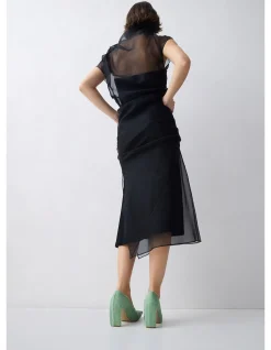 BLACK ORGANZA EMULATE DRESS