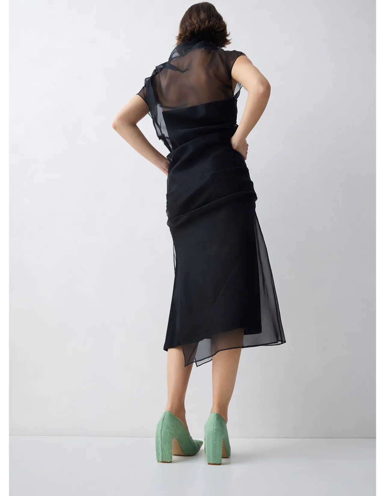 BLACK ORGANZA EMULATE DRESS