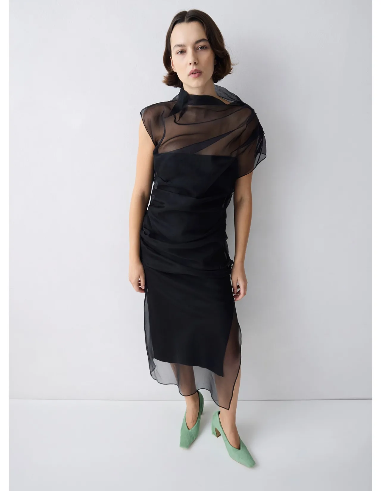 BLACK ORGANZA EMULATE DRESS
