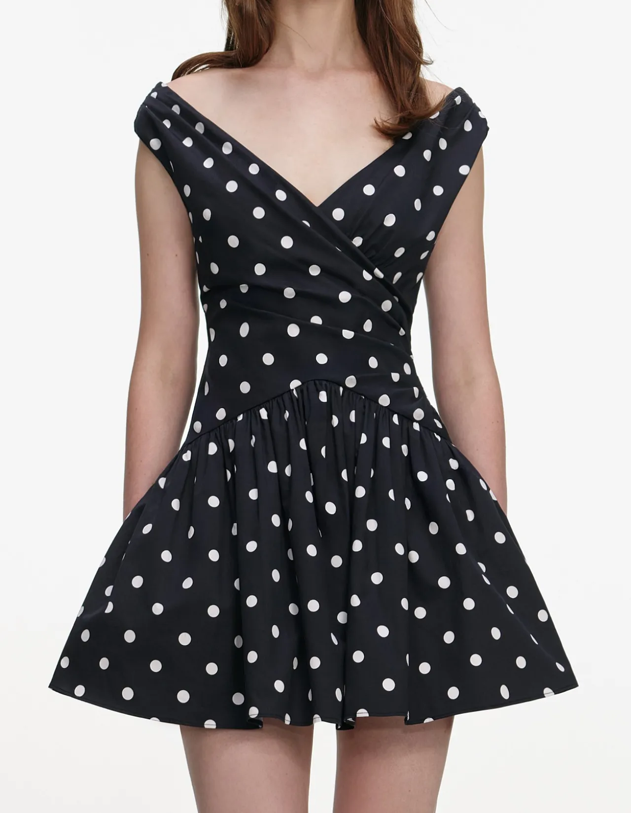 BLACK POLKA DOT COTTON MINI DRESS