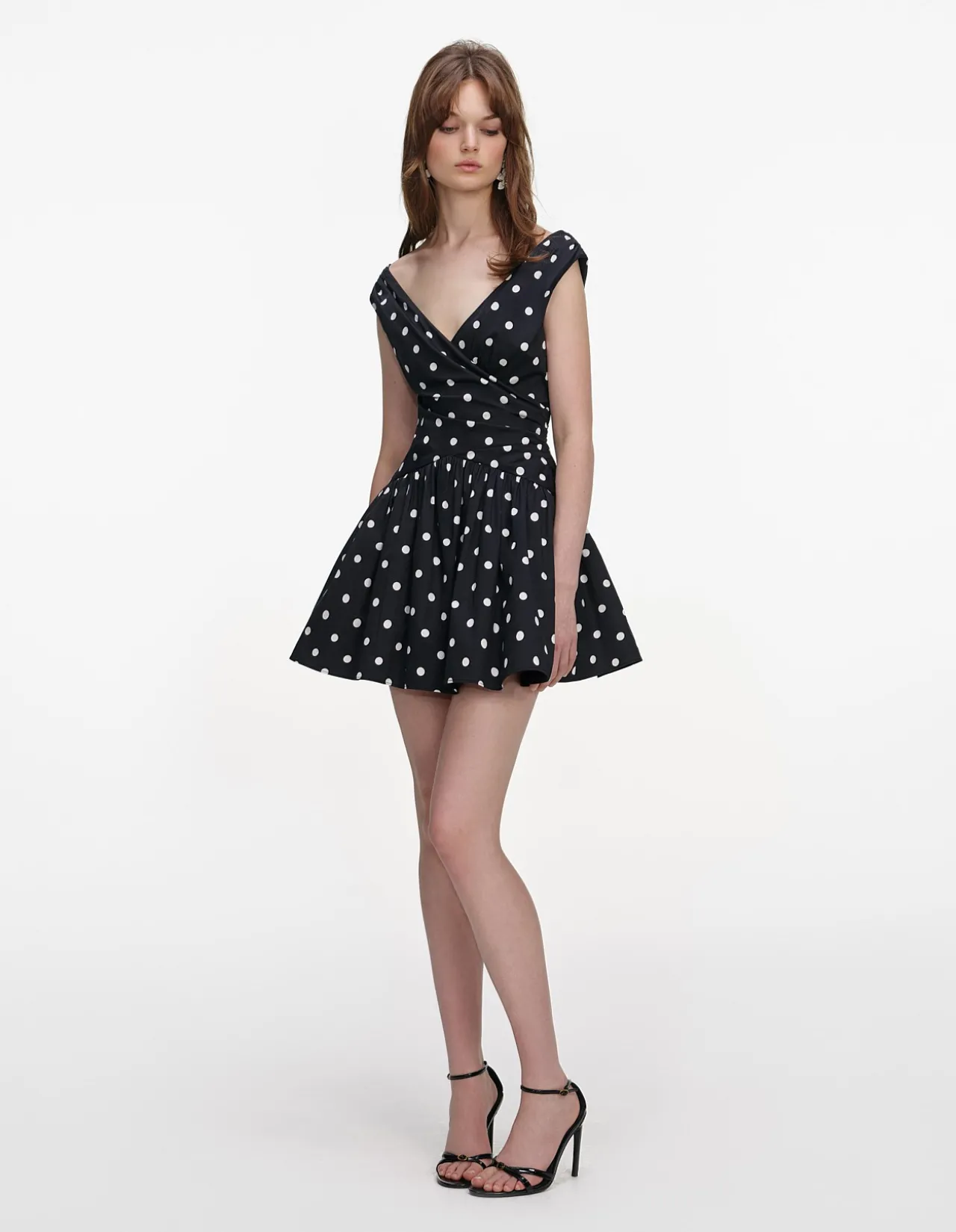 BLACK POLKA DOT COTTON MINI DRESS