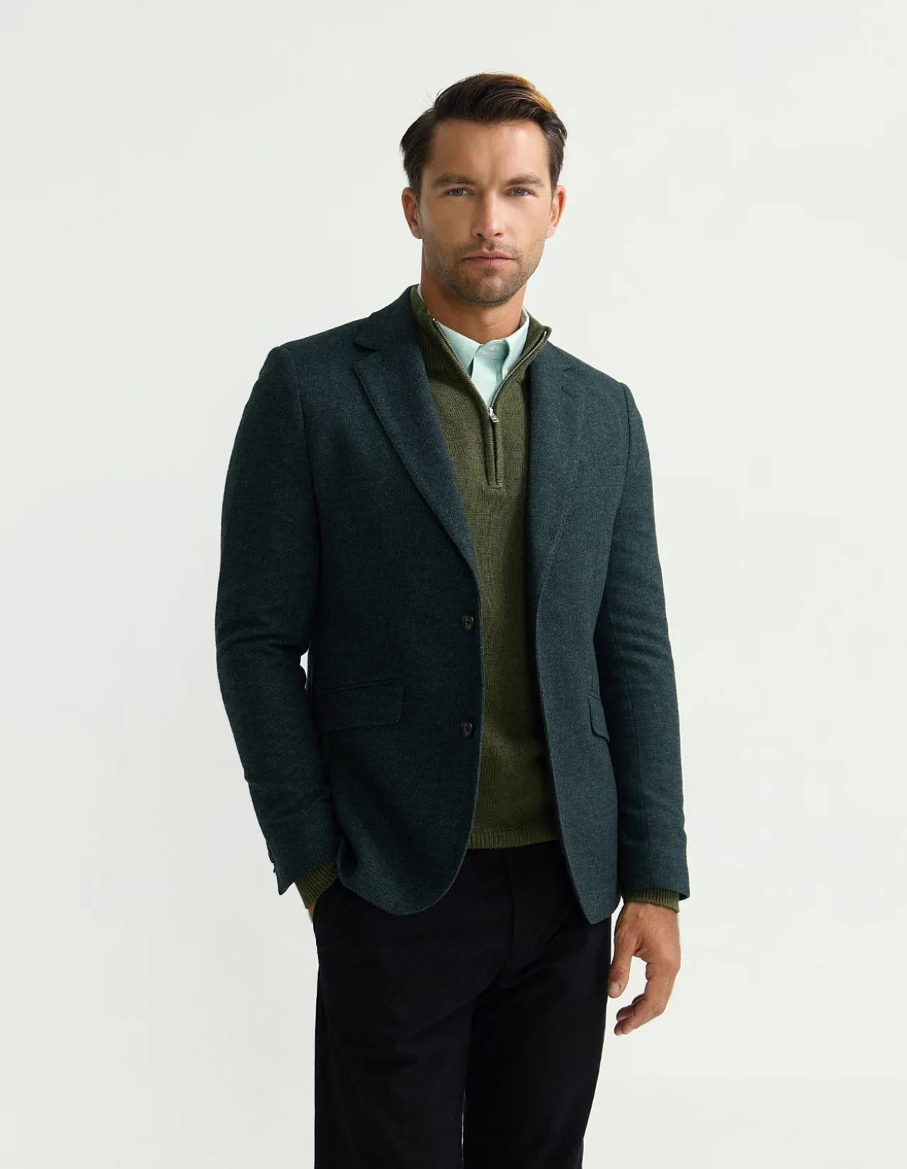 BLAKE HERRINGBONE WOOL BLAZER