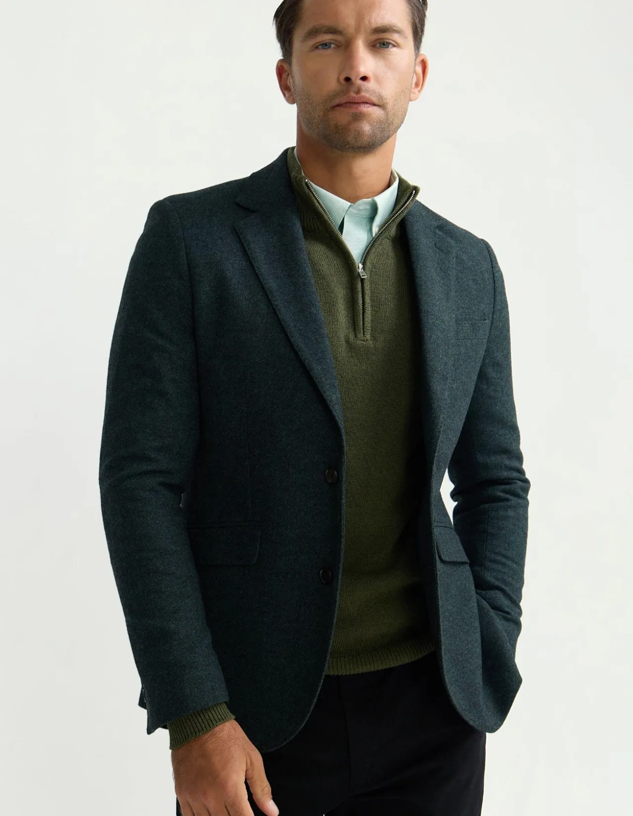 BLAKE HERRINGBONE WOOL BLAZER
