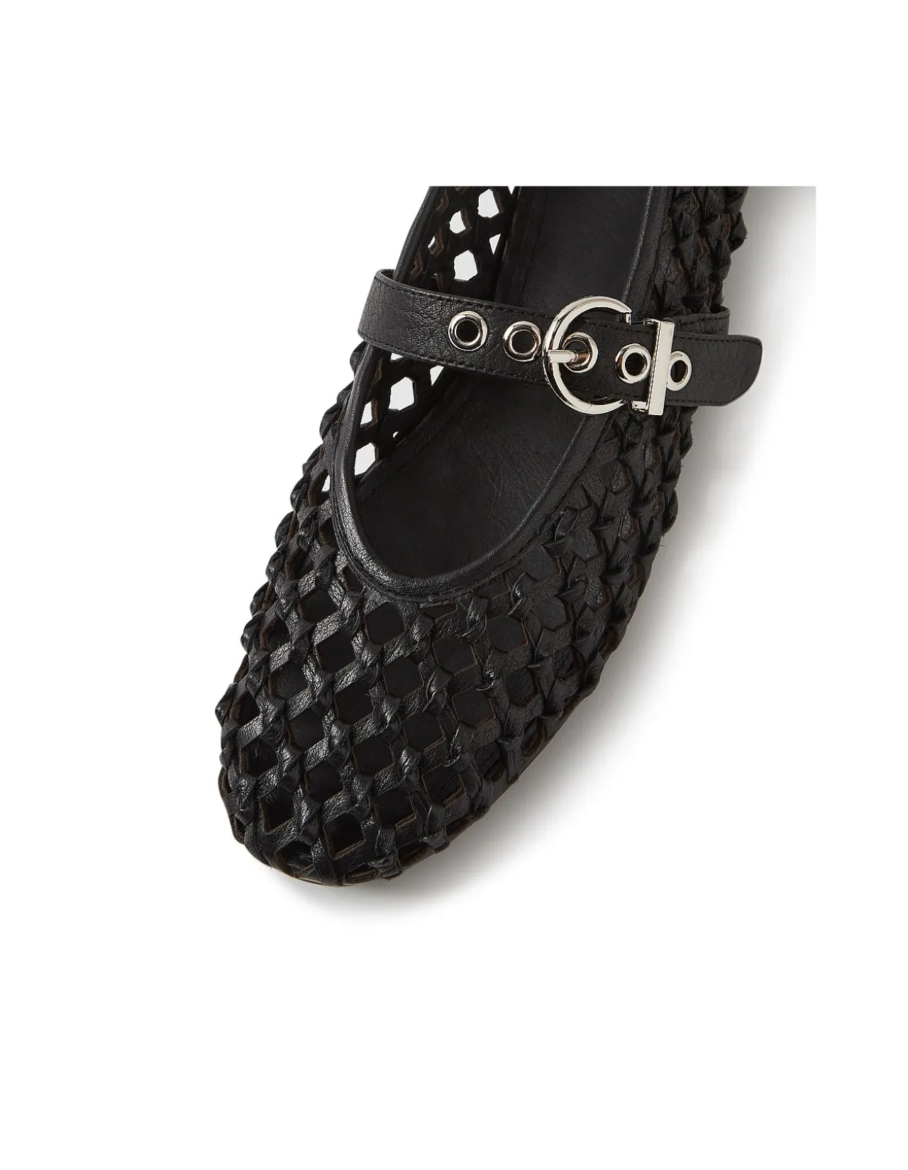 BLESSIE MO Woven Leather Mary Jane Flats