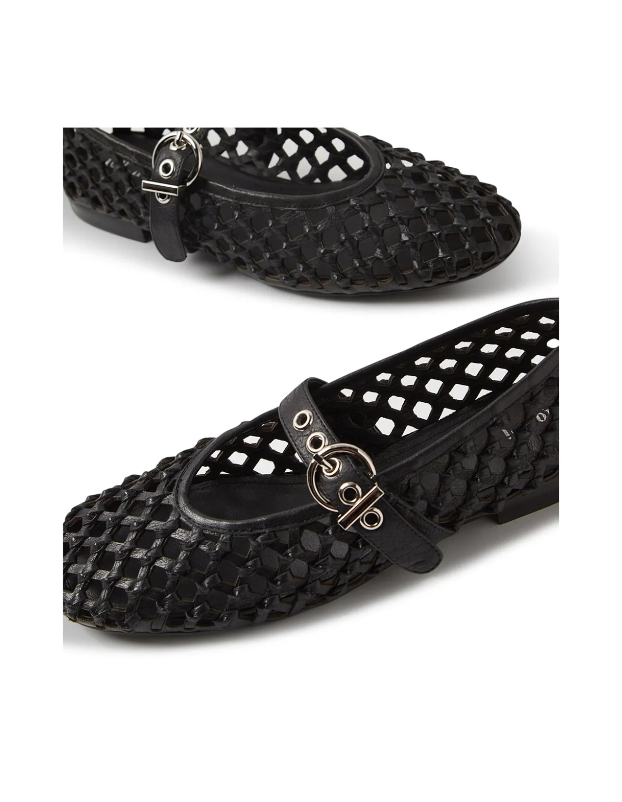 BLESSIE MO Woven Leather Mary Jane Flats