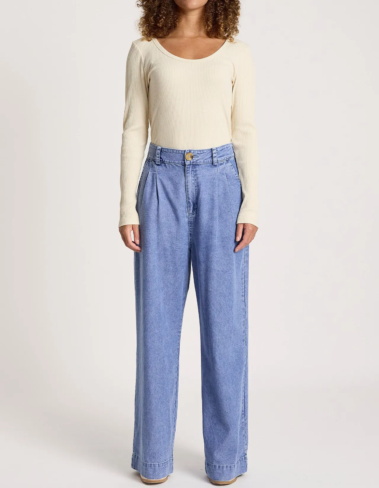 Bodhi Wide Leg Chambray Denim Pant