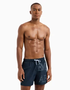 Bold Logo Mid Length Drawstring Swim Shorts