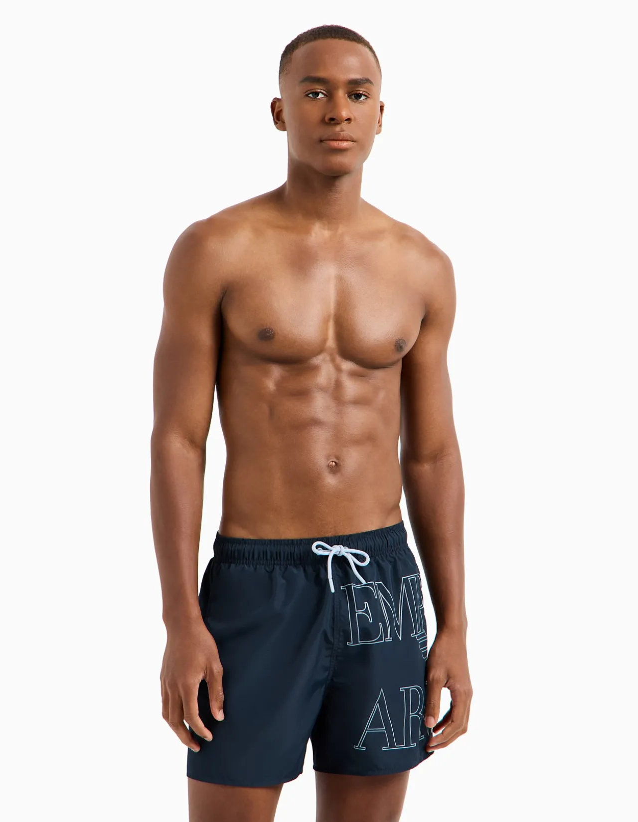 Bold Logo Mid Length Drawstring Swim Shorts