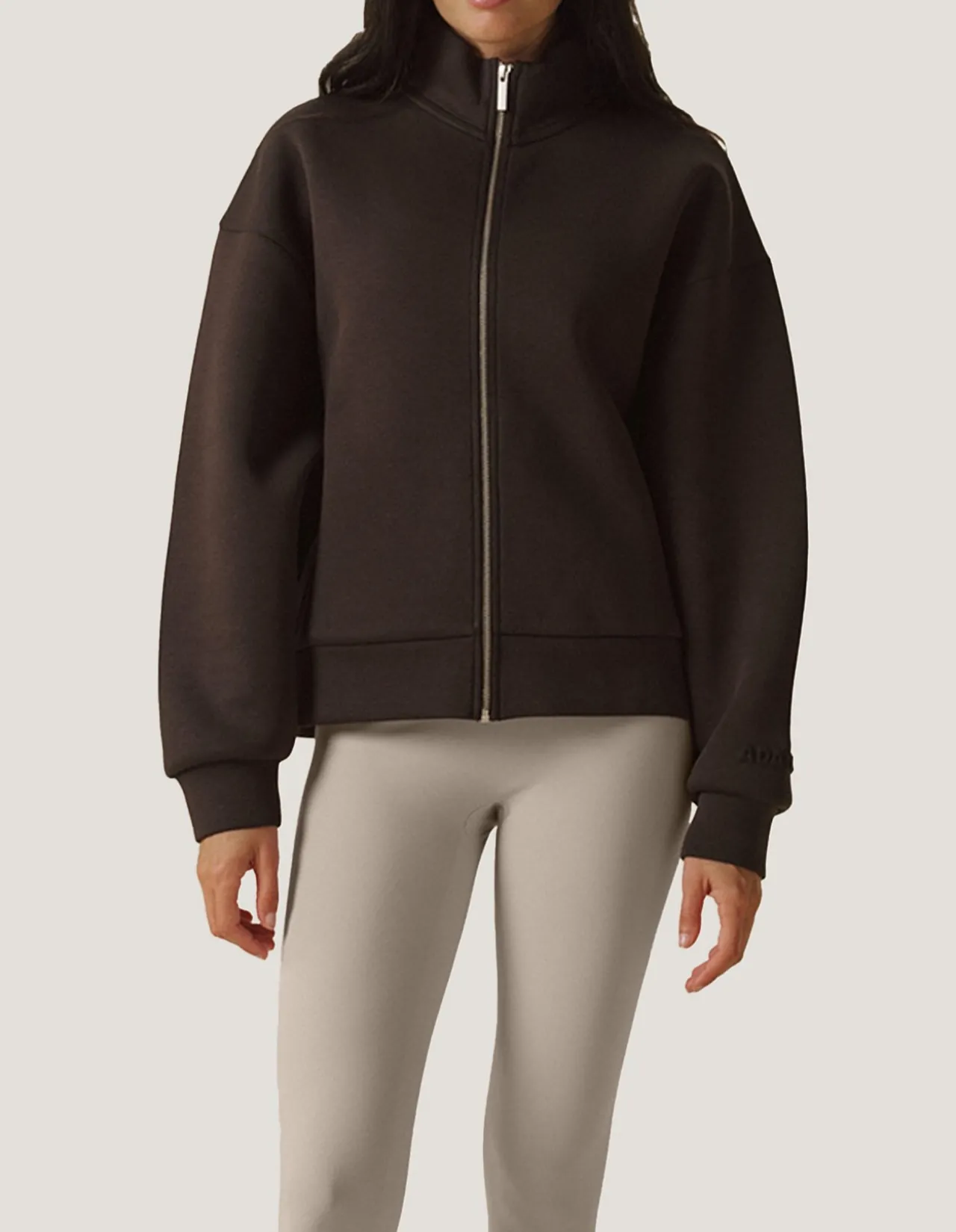 Bonded Funnel Neck Zip Relaxed Sweatshirt