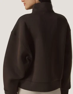 Bonded Funnel Neck Zip Relaxed Sweatshirt