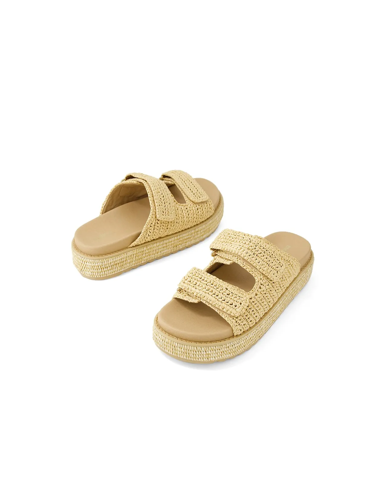 BONEETA Natural Woven Platform Sandals