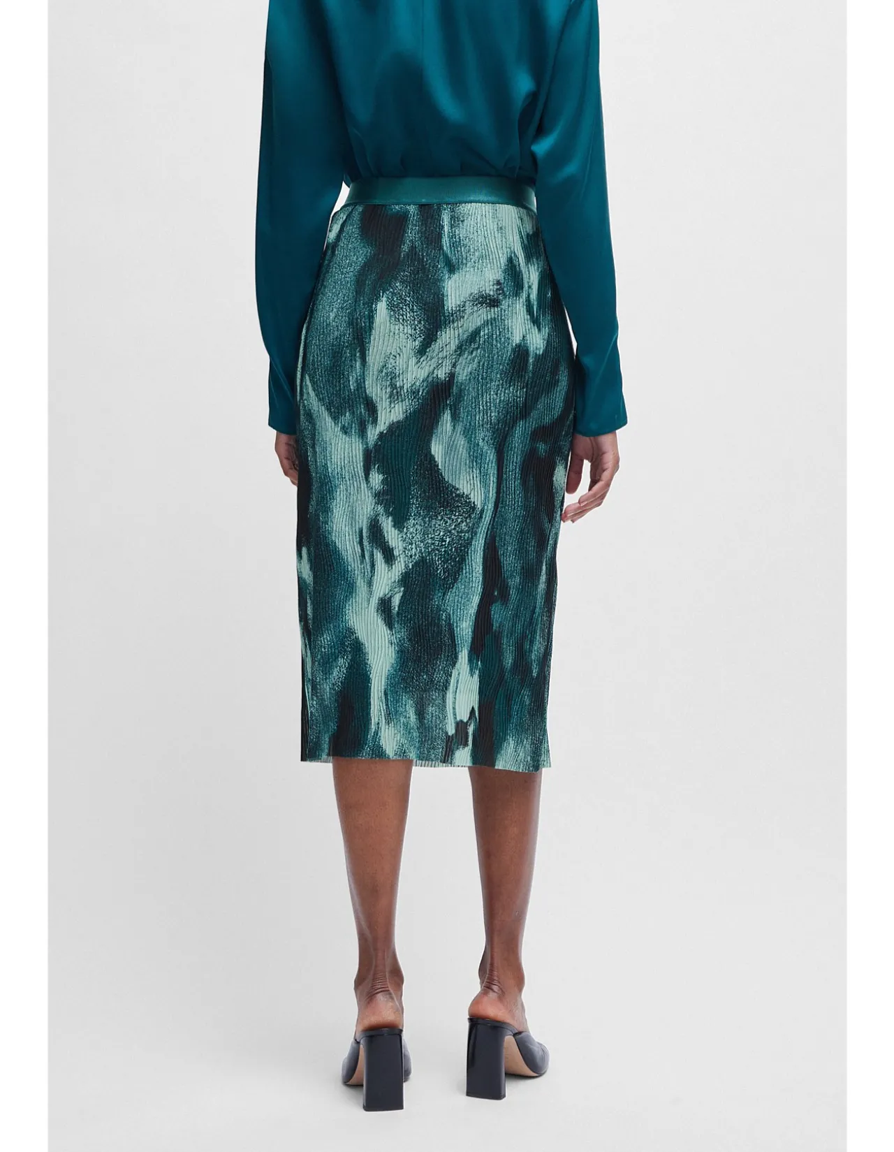 BOSS Seasonal-print skirt in stretch tulle