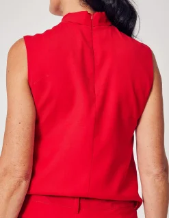 BOW BLOUSE IN CLASSIC RED