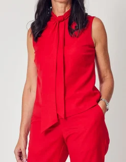 BOW BLOUSE IN CLASSIC RED