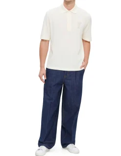 BOXY FIT POLO WITH AMI DE COEUR KNITTED PATCH