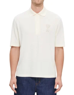 BOXY FIT POLO WITH AMI DE COEUR KNITTED PATCH