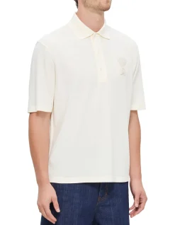 BOXY FIT POLO WITH AMI DE COEUR KNITTED PATCH
