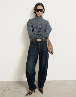 Boxy Long Sleeve Denim Shirt