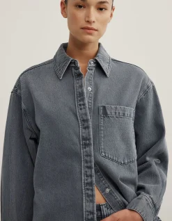 Boxy Long Sleeve Denim Shirt