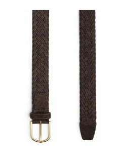 BRAIDED SUEDE BELT - BROWN