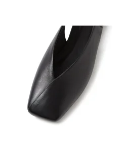 BREETNY Square Toe Leather Slingback Flats