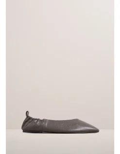 Brie Gathered Leather Slip-On Flat