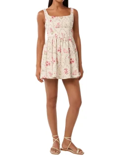 BRIELLE PRINTED LACE UP MINI DRESS
