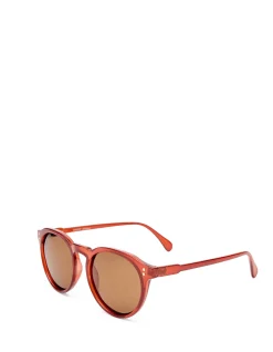 BRIGHT RED ROUND SUNGLASSES