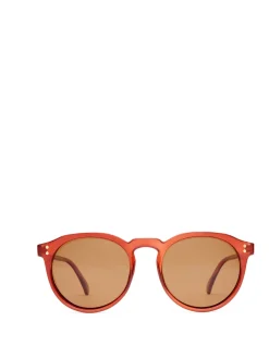 BRIGHT RED ROUND SUNGLASSES