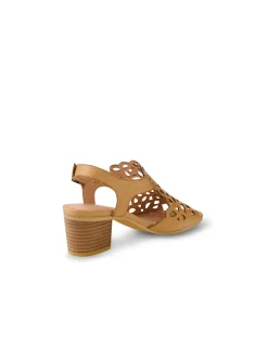 Britae Laser Cut Block Heel Sandals