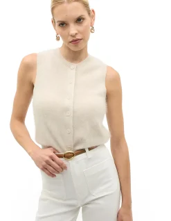 BRUSHED CASHMERE BUTTON VEST