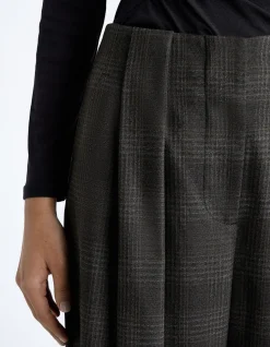 BRUSHED PRINCE OF WALES TWEED WIDE LEG PANT