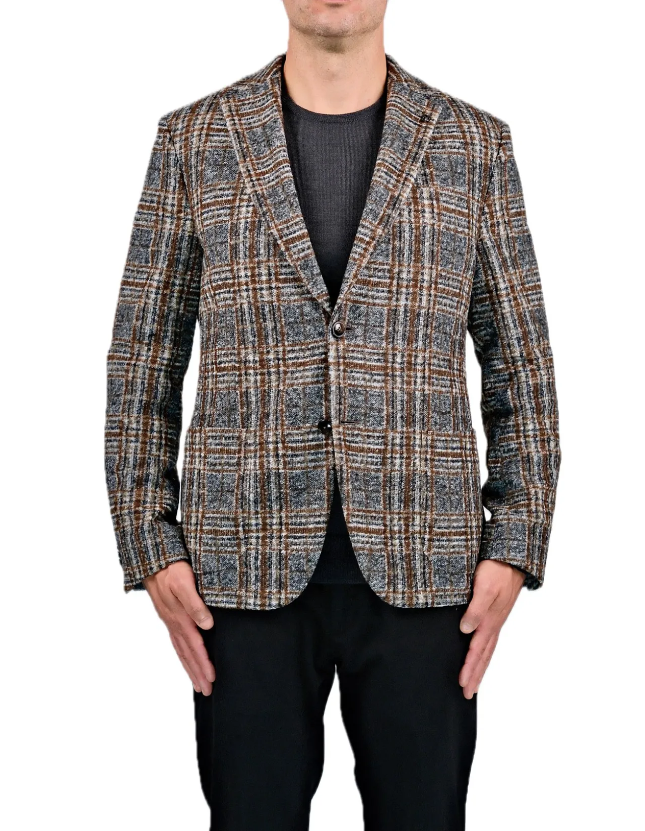 2B SLIM CHECK 1/2 LINED PATCH POCKET BLAZER