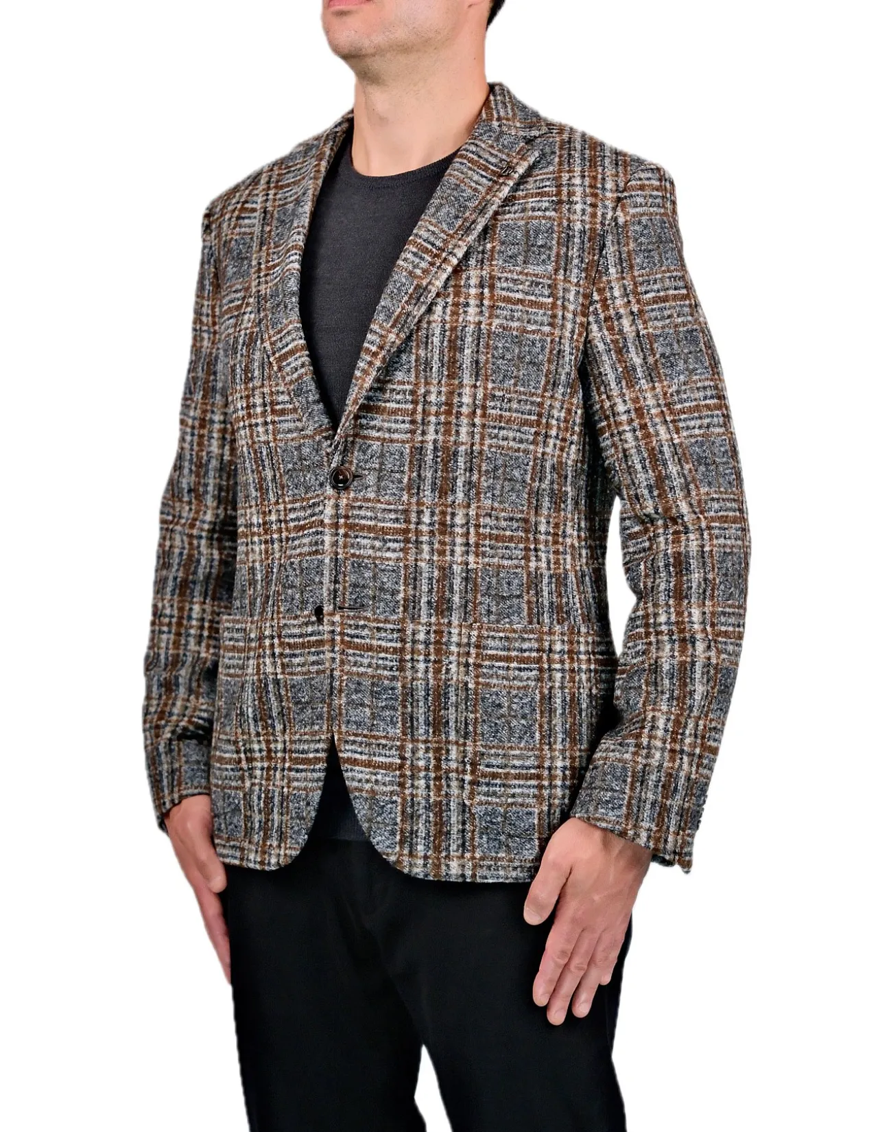 2B SLIM CHECK 1/2 LINED PATCH POCKET BLAZER