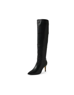 Bubbles Pointed Toe Leather Knee Boots