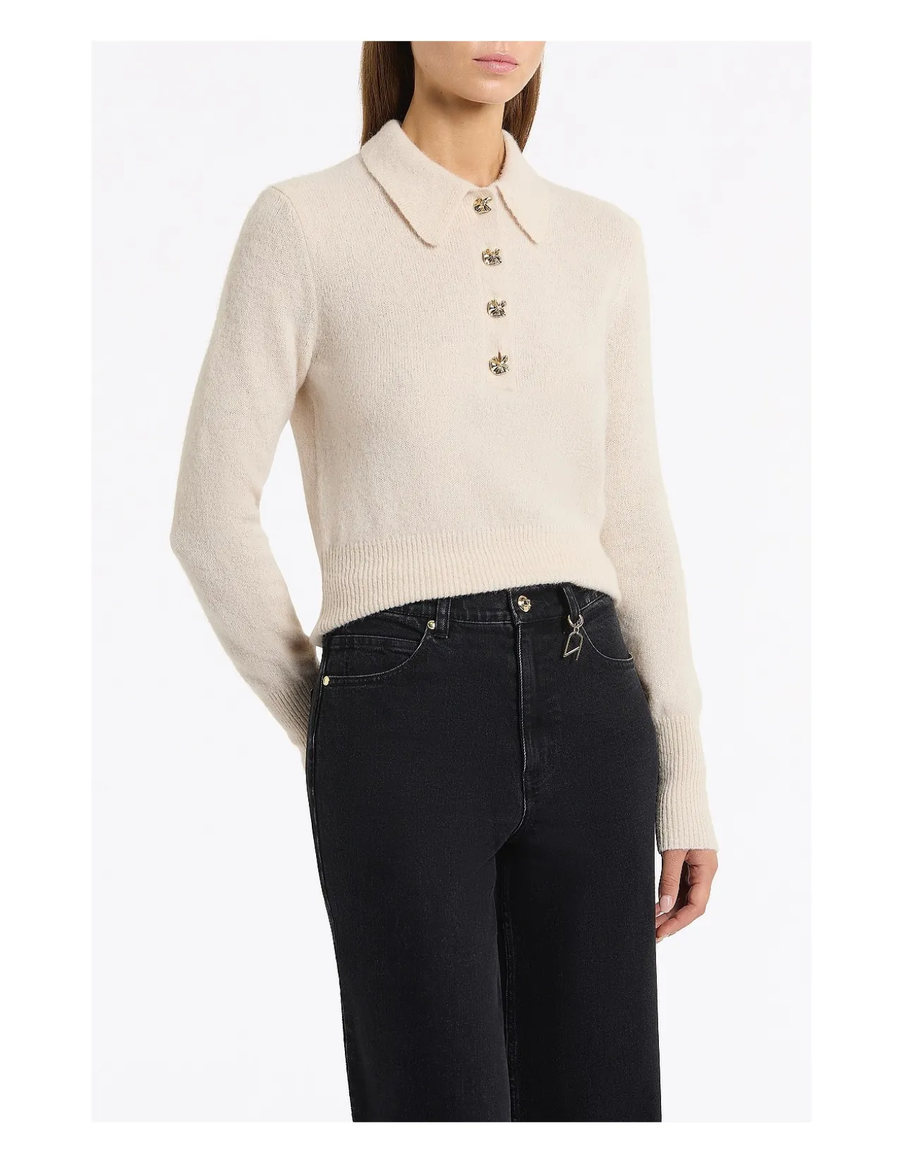 BUTTERMILK BRUSHED WOOL KNIT POLO