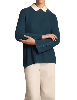 Button Sleeve Detail Knit