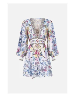 BUTTON FRONT FRILL DRESS