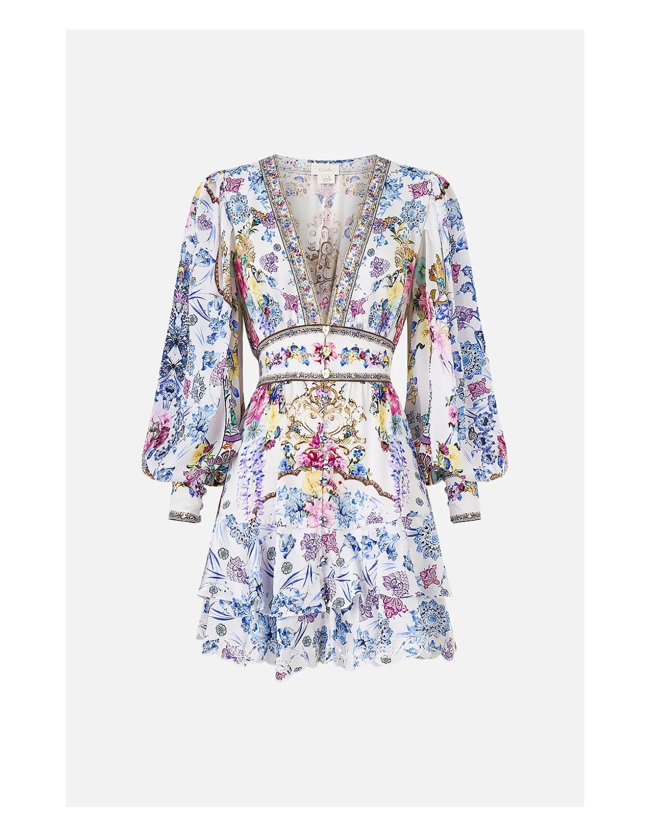 BUTTON FRONT FRILL DRESS