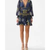 BUTTON FRONT FRILL DRESS