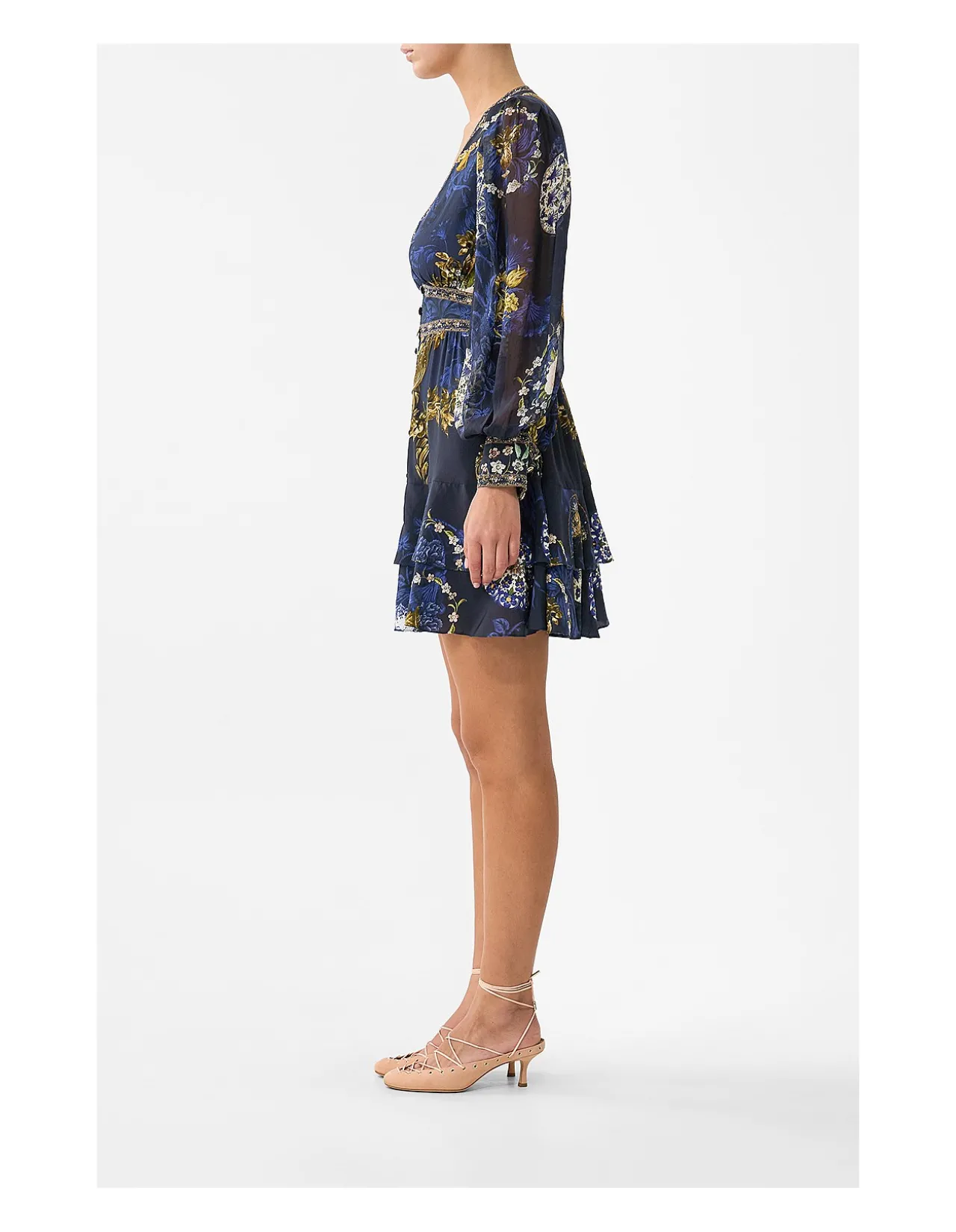 BUTTON FRONT FRILL DRESS