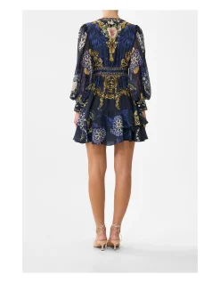 BUTTON FRONT FRILL DRESS