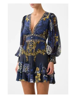 BUTTON FRONT FRILL DRESS